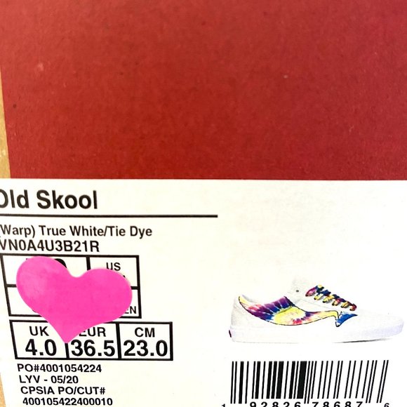 💖MEGA SALE💖VANS Old Skool Warp Canvas White Tie Dye Shoe Women’s VN0A4U3B21R - Picture 9 of 10
